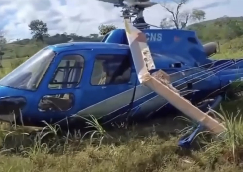Helicóptero cai em zona rural de José de Freitas e deixa seis feridos