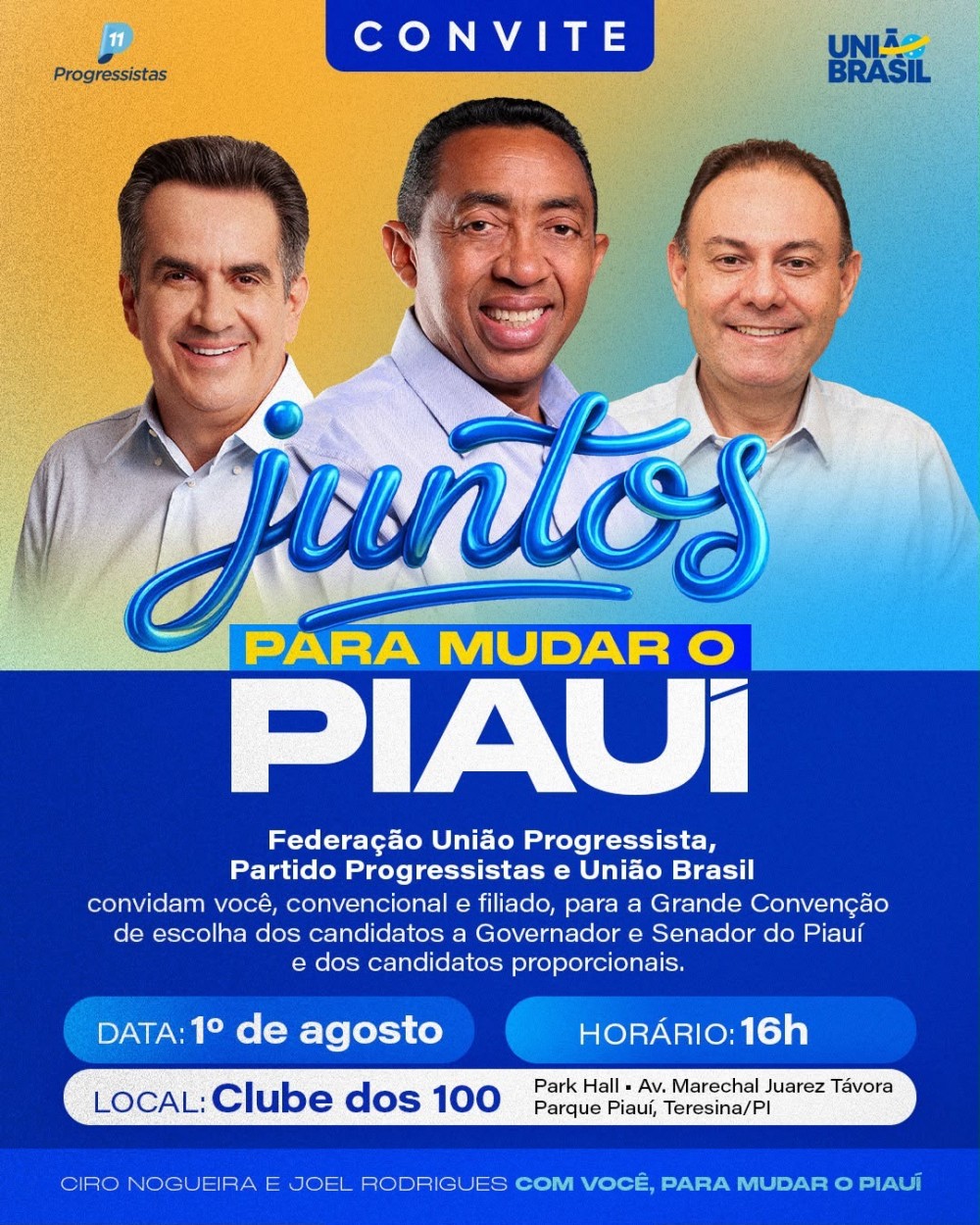 Joel Rodrigues e Ciro confirmam convenção da oposição para sábado no PI